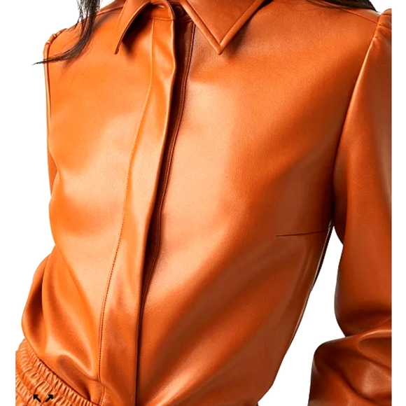 French Connection Womens Crolenda Vegan Leather Glazed Ginger Blouce Sz 4 - NWT - Picture 11 of 11
